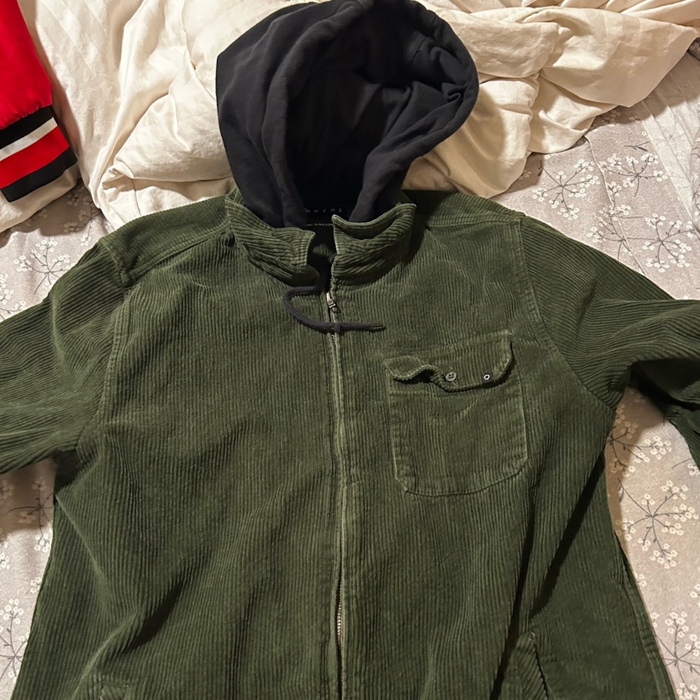 Hooded corduroy empire jacket